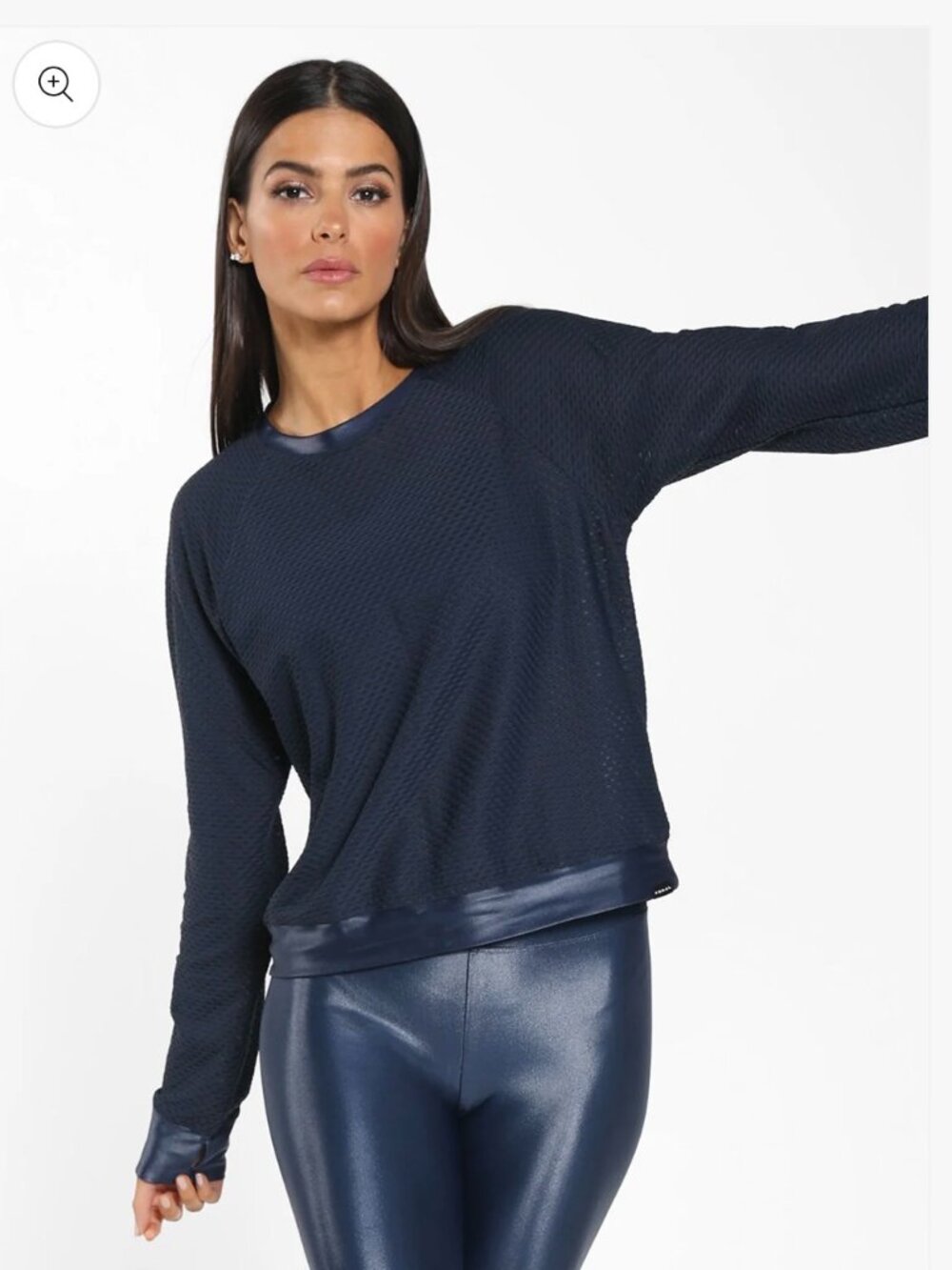 Koral Sofia Pullover — Size Medium, Midnight Blue, Mesh Knit Raglan, Made in USA